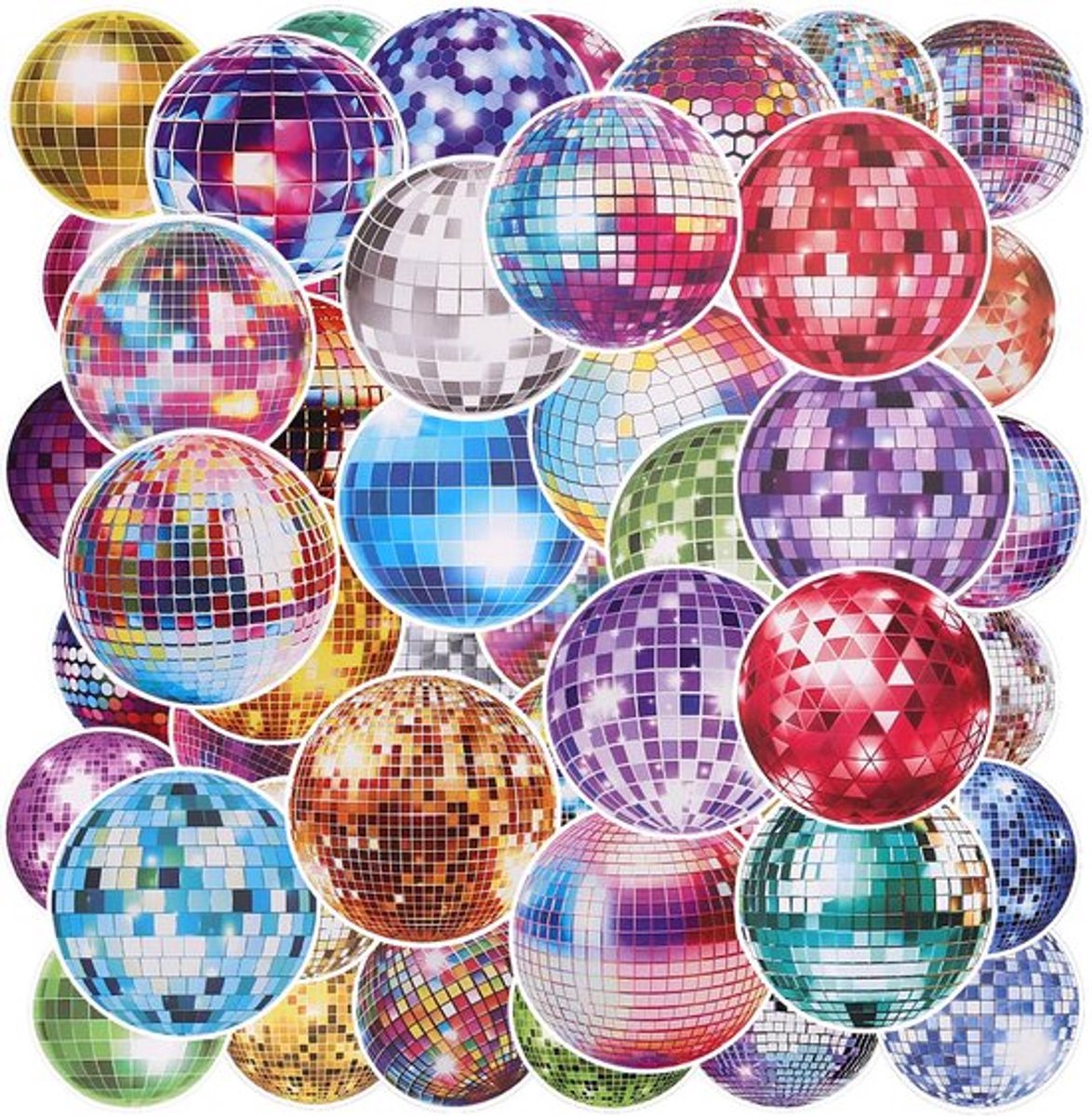 50pcs Disco Stickers - Retro Bal Spiegels - Voor Laptop en Waterflessen