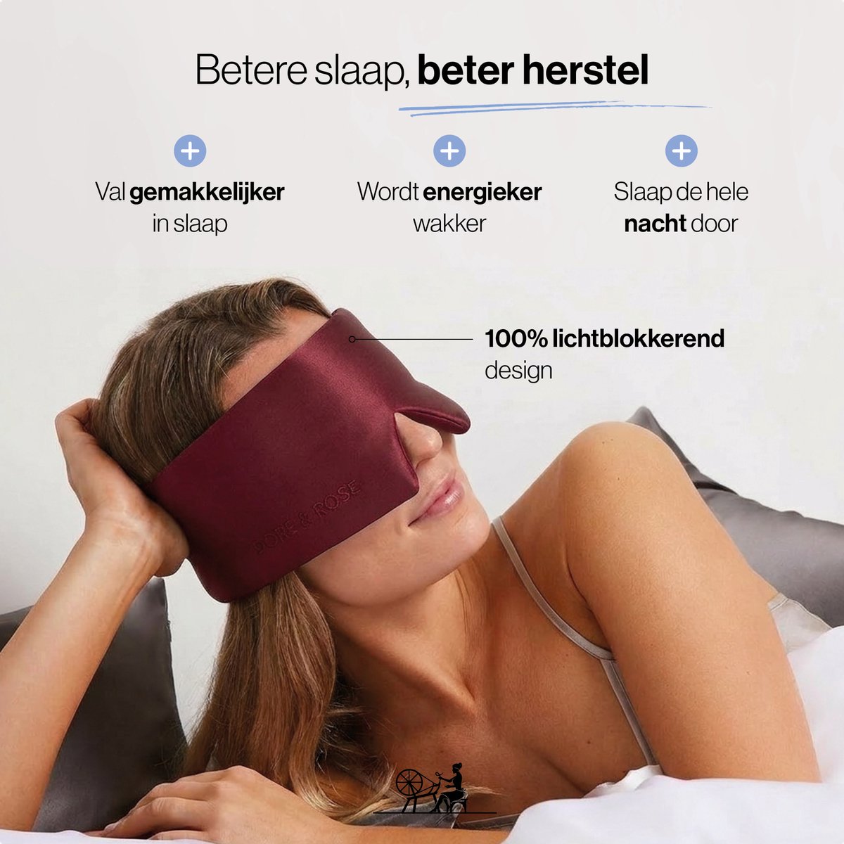 Dore & Rose - Slaapmasker - Oogmasker - Zijden Slaapmasker Voor Mannen en Vrouwen - Deep Sleep Mask - Eye Mask - Verduisterend - Wallen - Rood - Nº 14 Royal Bordeaux — afbeelding 2