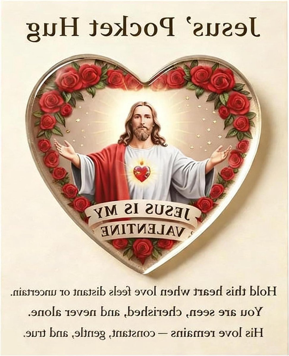 Jezus Hug Kaart - Geloof Herinnering - Positieve Boodschap - Acryl Constructie - 9 x 7 cm - Enkele Attribuut