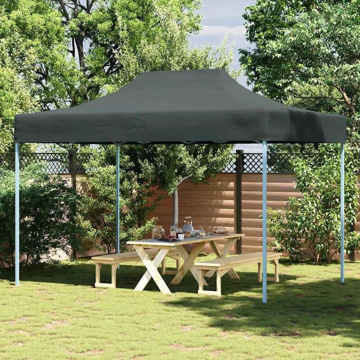 Partytent Opvouwbaar - Tuinpaviljoen Tent - Feesten Organiseren - Waterbestendig Dak - 3 x 4 m - Antraciet