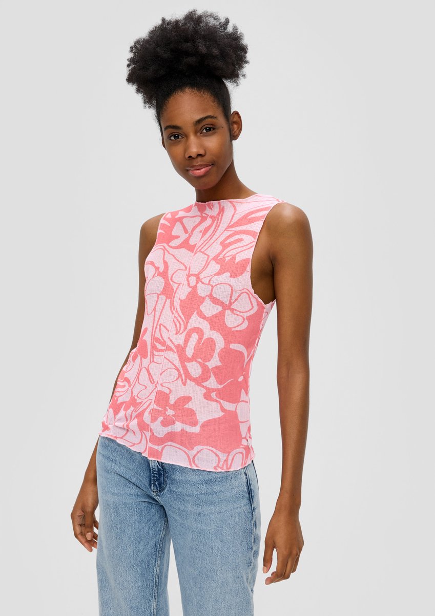 QS - female - Top met geribbelde textuur