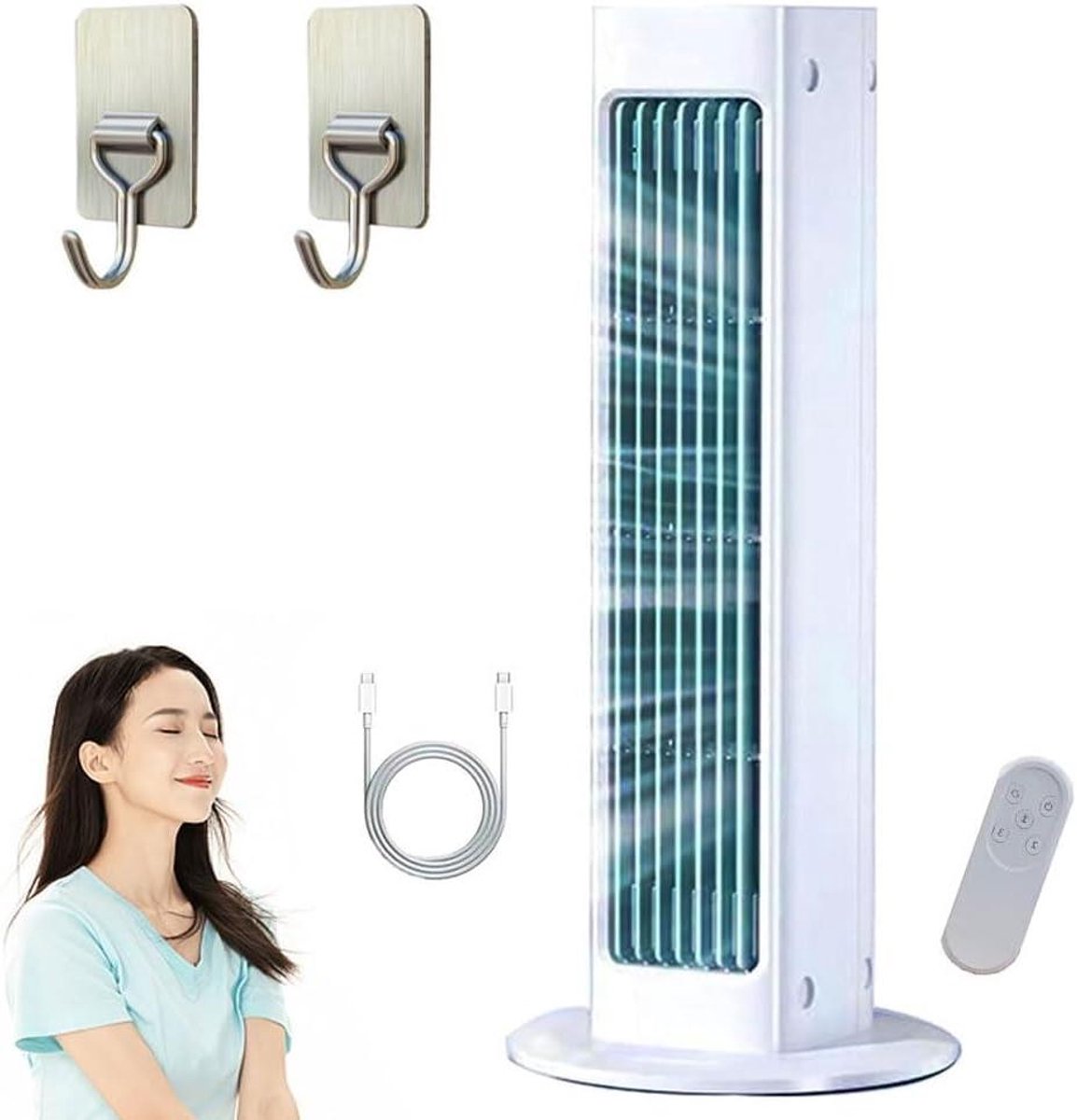 Draagbare Airconditioner - Mini Aircooler - Persoonlijke Koeling - Ultra Stil Ontwerp - 32.5 x 7.5 x 7.5CM - Wit thumbnail 8
