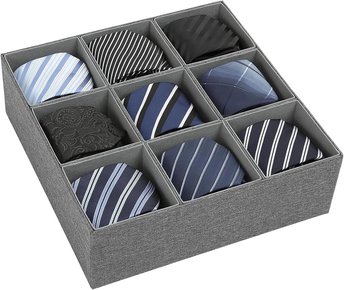 Lade Organizer - Opbergdoos - Kleding Opbergen - 9 Vakken - 31x31x8 cm - Grijs