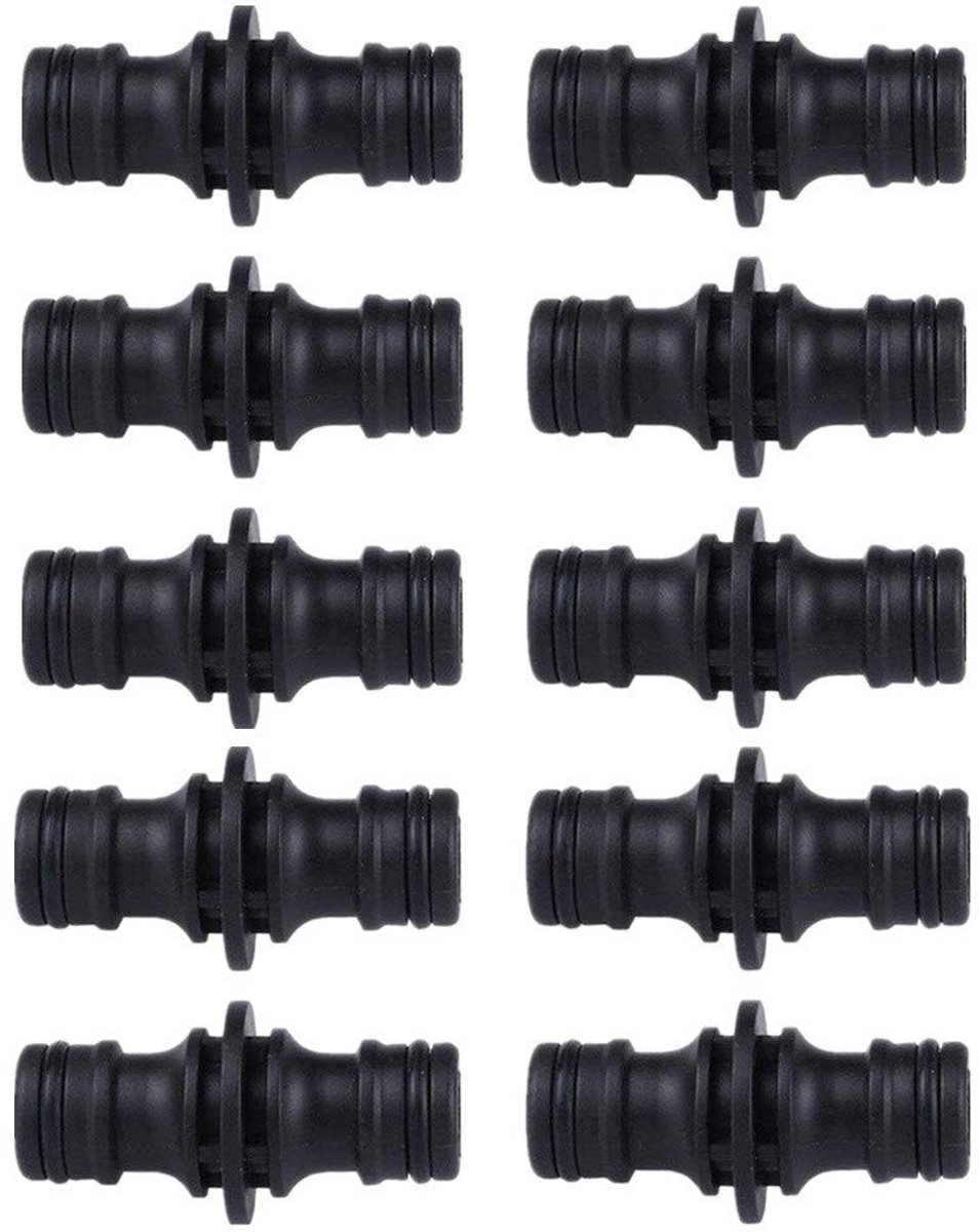 aladdien - Dubbele Slangverbinder - Snelkoppeling - Tuinaccessoires - 1/2 Inch - Tuinverbinding - Handig - Geschikt voor Tuin - Kleur Zwart