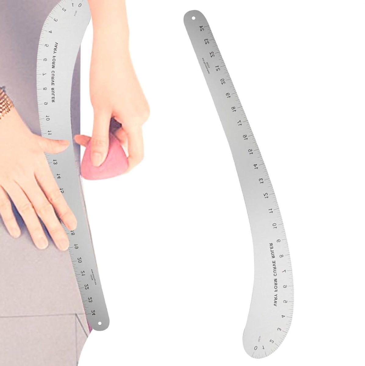 Franse Curve Liniaal - Patroonmal Meetinstrument - Kleding Ontwerpen - Nauwkeurige Schaal - 58.5 x 12 cm - Aluminium