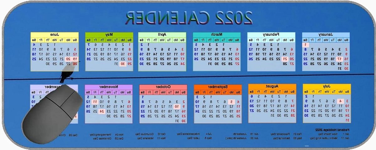 Kalender Muismat - Bureau Accessoire - Werk en Gaming - XXL Formaat - 75x30 cm - Vogeldraden Sky