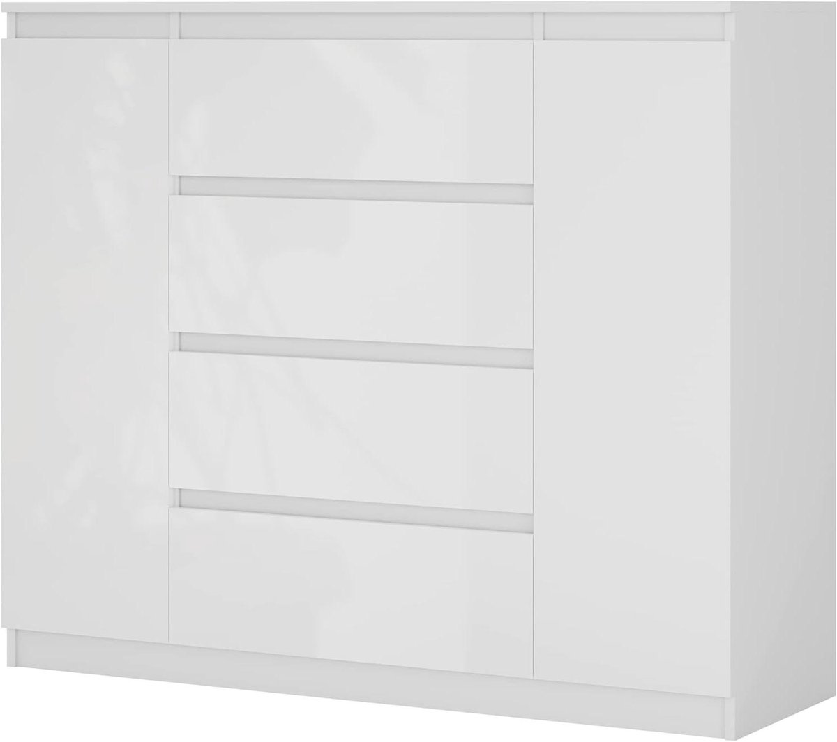 Ladekast met 4 laden - Dressoir Kast - Opbergen van spullen - Moderne geometrische vorm - 120 cm breed - Geel