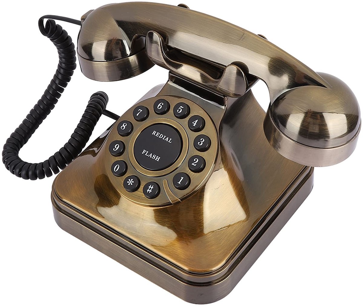 aladdien - Vintage Telefoon - Antieke Bronzen Telefoon - Klassieke Decoratie - Ruisonderdrukking - Nummeropslag - Geschikt voor Thuis - Antiek Model