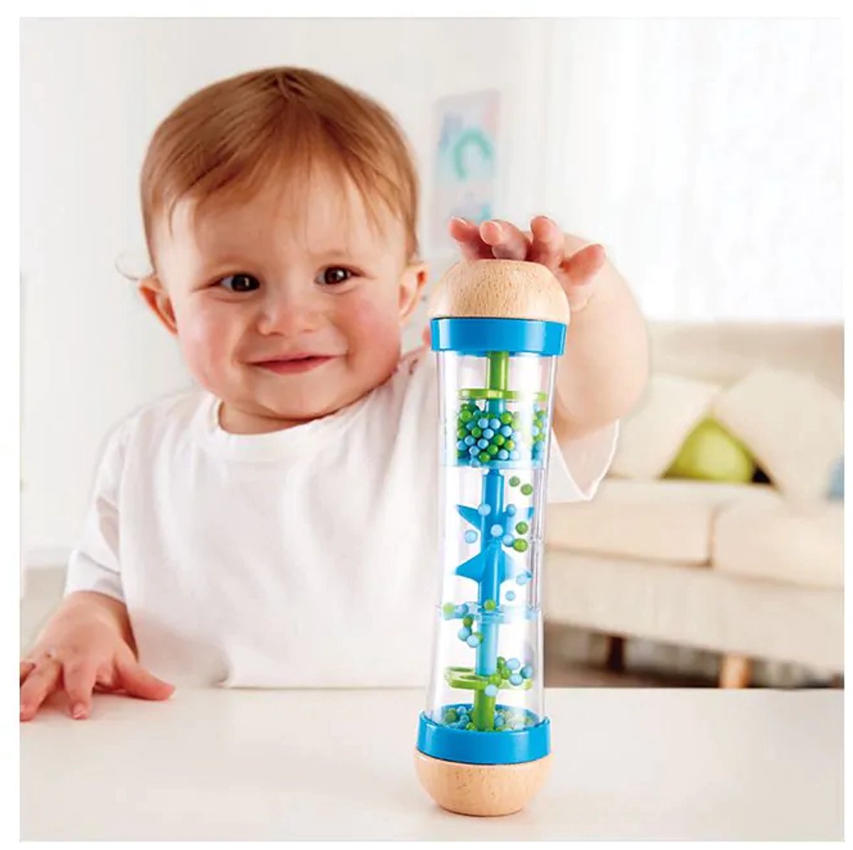 Hape Regenmaker Blauw - Houten Babyspeelgoed met Kalmerende Regengeluiden vanaf 0 Maanden — afbeelding 21