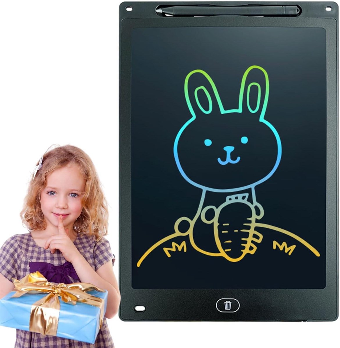 LCD Tekentablet - Uitwisbaar Tekenbord - Kinderen Leren Tekenen - Oogvriendelijk Scherm - 25.4 cm - Zwart
