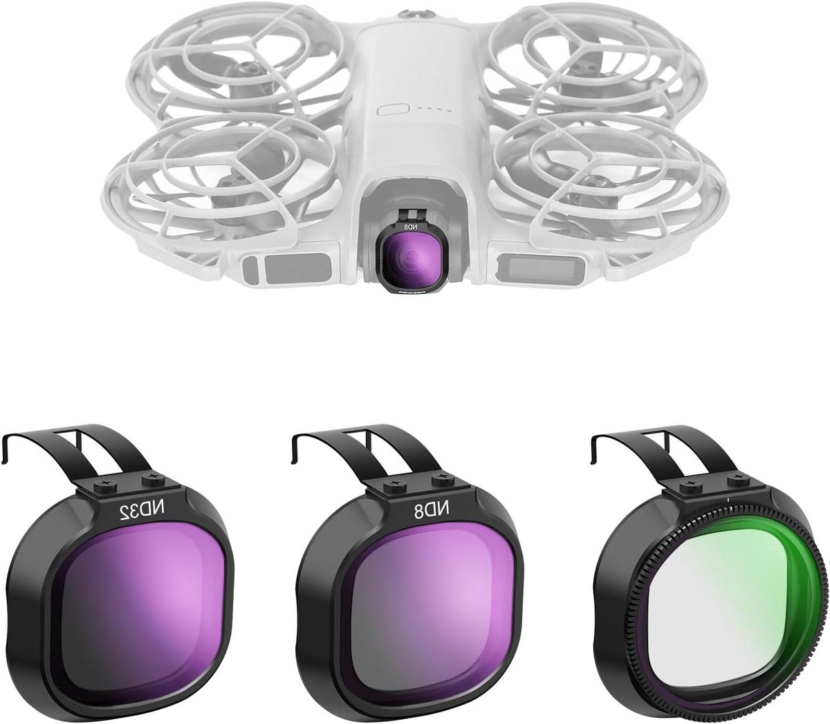Drone Camera Filters - Lensfilters Drone - Verbeteren Luchtfotografie - Snelle Klikbevestiging - Set van 3 - Niet gespecificeerd