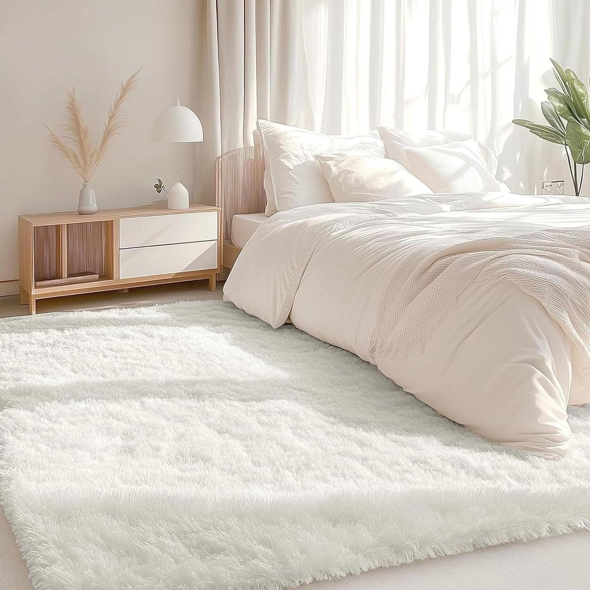 Relax Vloerkleed - Zacht Kleed - Woonkamer Decoratie - Pluist Niet - 75 x 160 cm - Wit