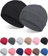 Mutsen van 100% bamboe viscose, 2 stuks, voor dames en heren, helmvoering, licht, slaapmuts, voor haaruitval