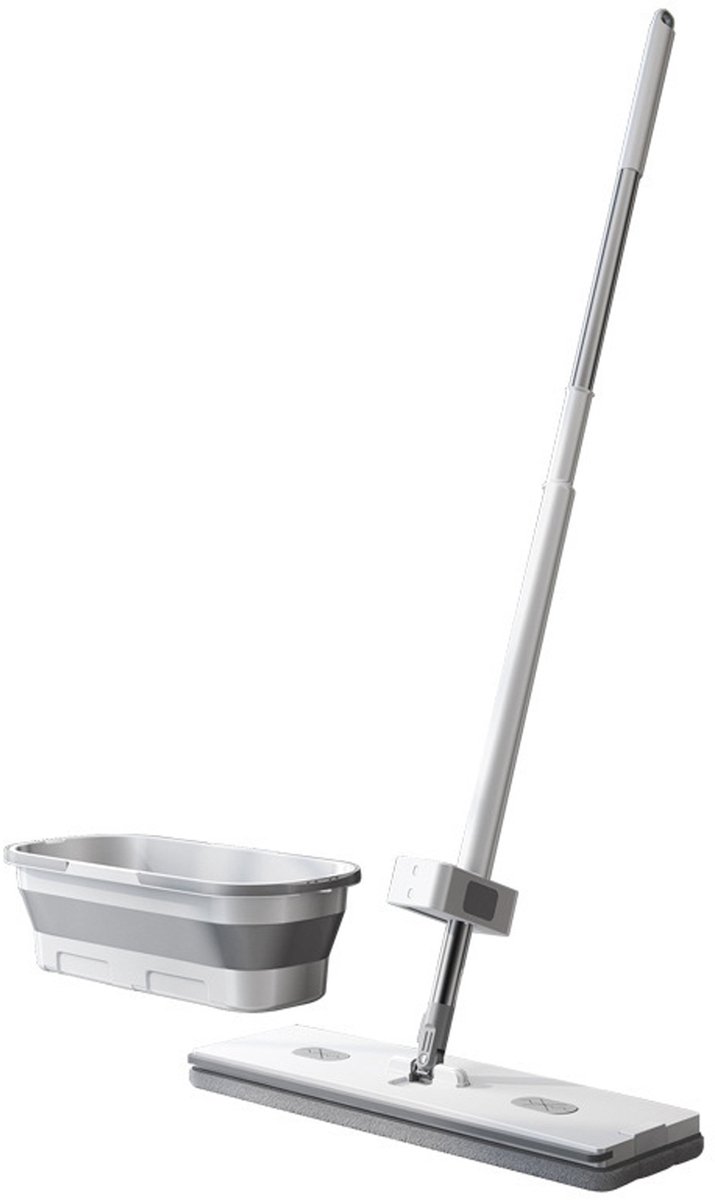 Hearyoo Vloermop met Emmer - Platte Dweil Set met Zelfreinigend Systeem - Droog & Nat Dweilen - 360° Roterende Mop