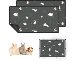 Cavia Kooi Voering - Plas Pads - Huisdier Verzorging - Herbruikbaar en Wasbaar - 60 x 91 cm - Grijs