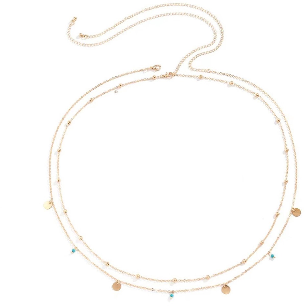 aladdien - Gelaagde Buikketting - Sexy Bikini Tailleketting - Verstelbare Lichaamsketting - Goudkleurig - Sieraden voor Dames - Perfect voor Zomerou...