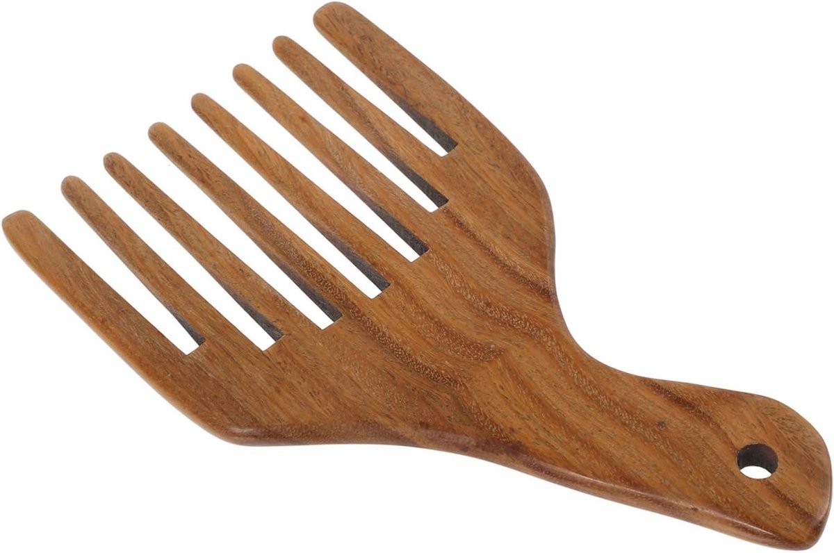 Houten Kam - Stylingkam Ontkroes - Haar Stylen - Brede Tanden - 13.3 x 7.5 cm - Zwart