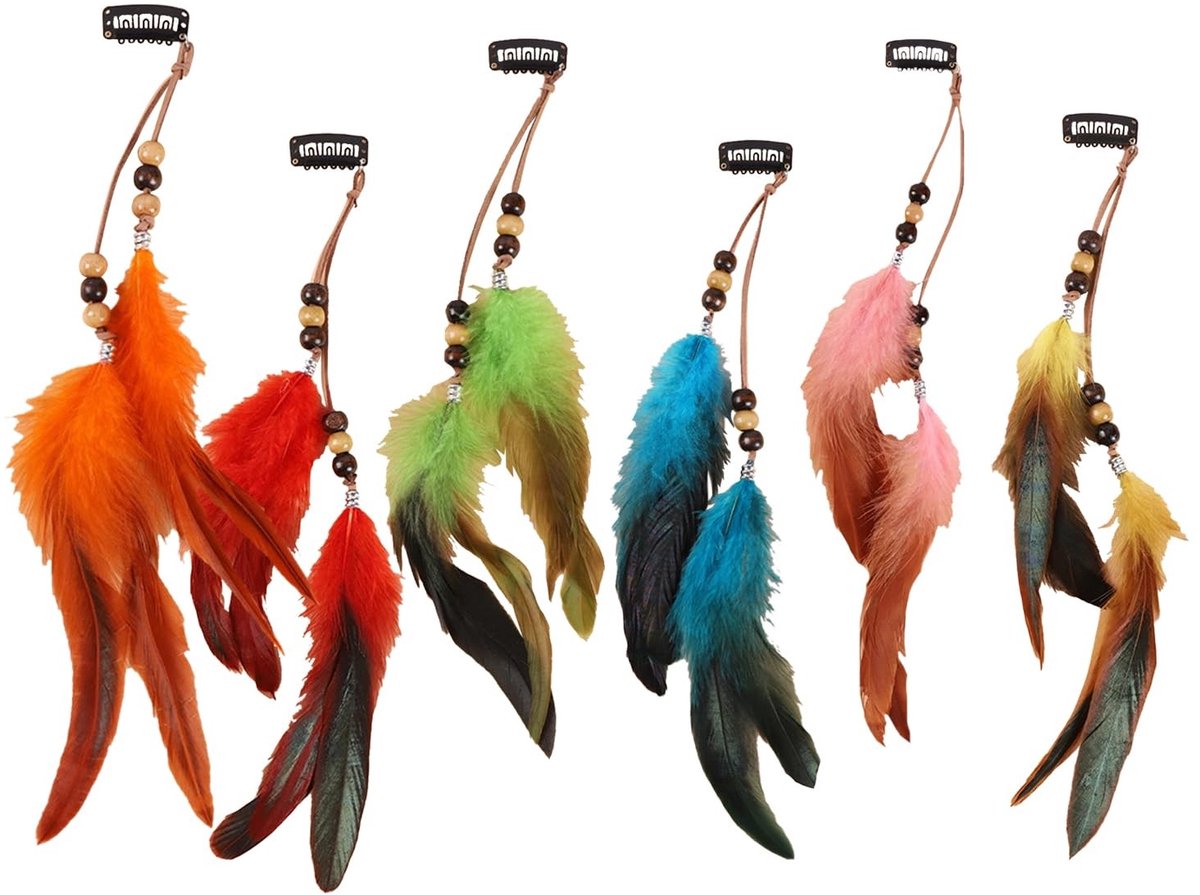 aladdien - Haarextensions - Boho-haarverlenging - Creatieve accessoires - 6 stuks - Hippie-haarspeld - Voor carnaval en Halloween - Dames