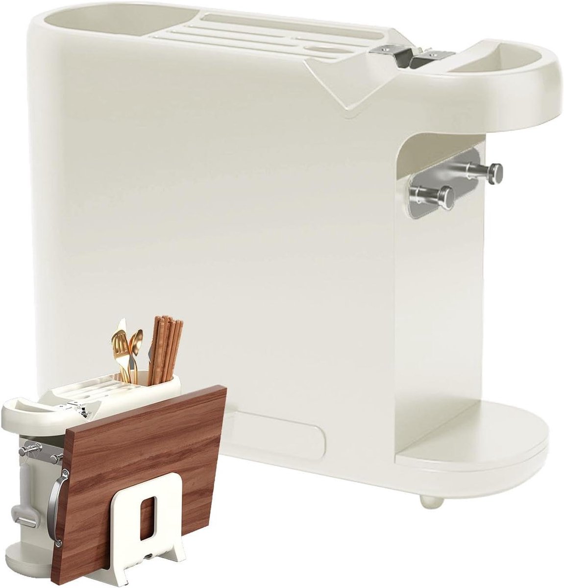 Snijplank Organizer - Keuken Rek - Aanrecht Opbergen - Multifunctioneel - 26x12x26 cm - Romig
