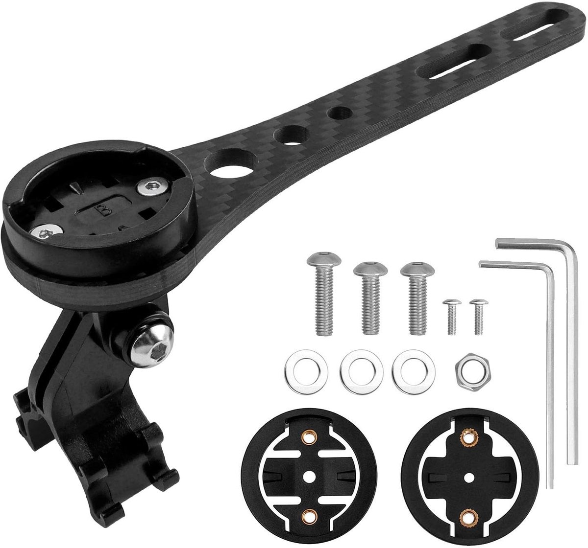 aladdien - Bike Out Front Mount - Fietscomputer Houder - Carbon Fiber - Lichtgewicht en Duurzaam - Geschikt voor Garmin en Wahoo - Fietsaccessoire