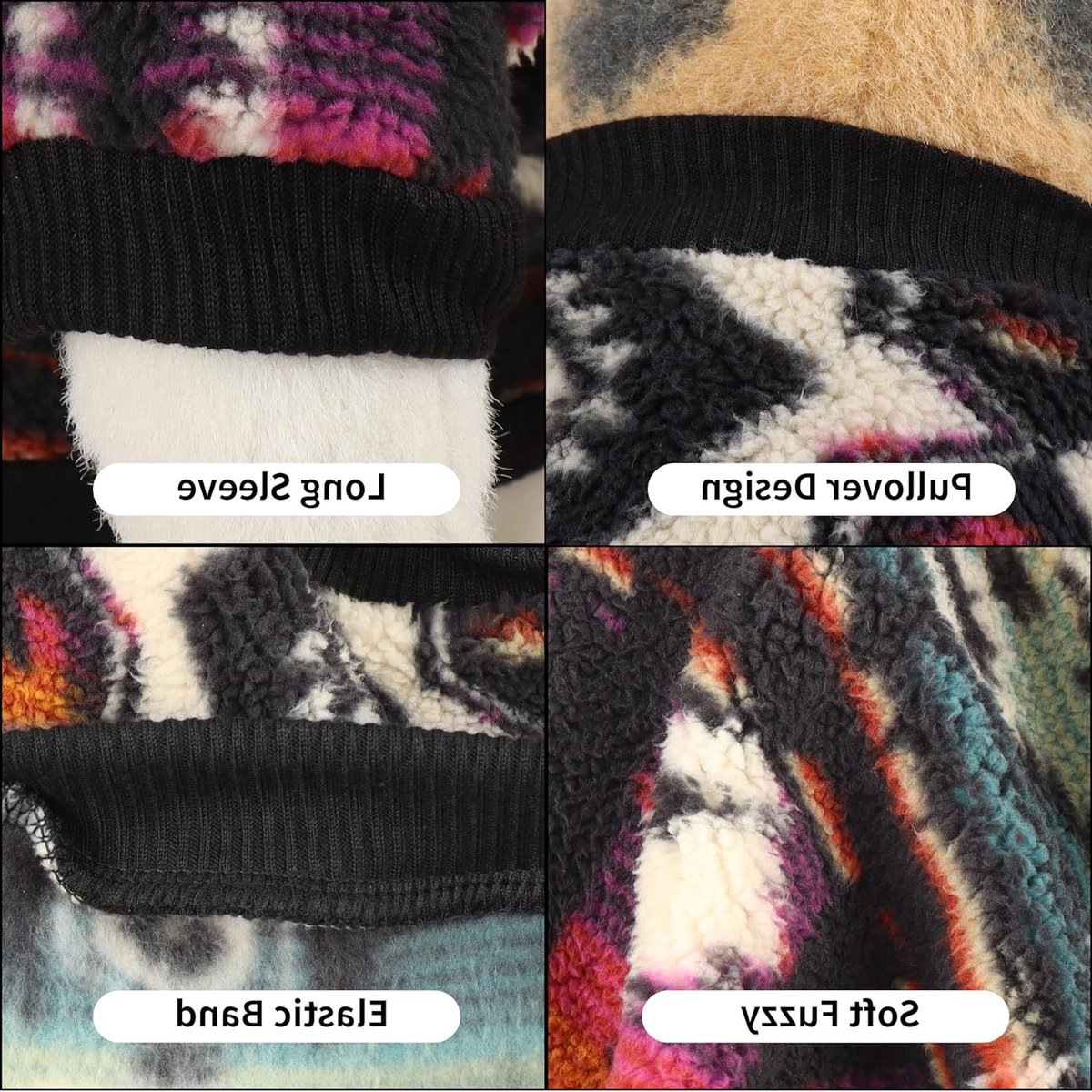 Hondentrui voor Kleine Honden, Fleece Winterkleding, Etnische Stijl, Ultra Zacht en Warm Puppy Sweatshirt (XS, Multicolor)