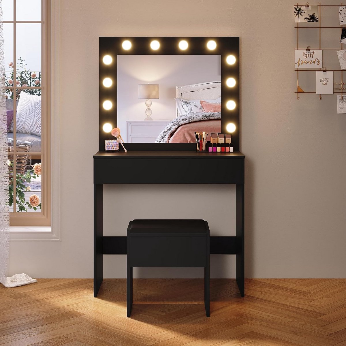 Kaptafel Zwart - Make up Tafel - Toilettafel - Make up Meubel
