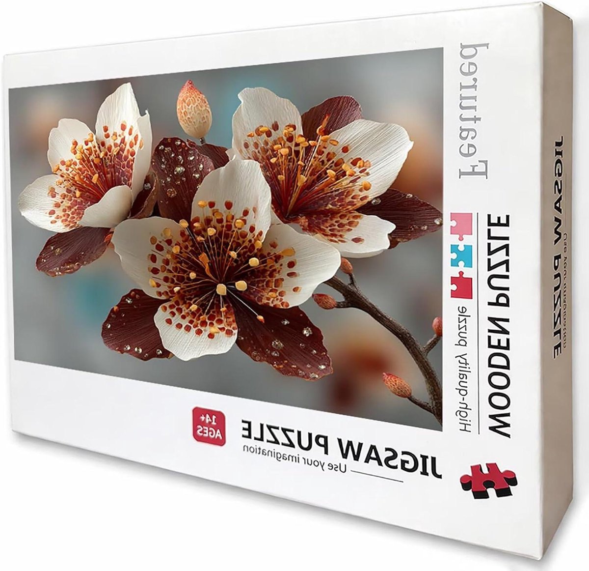Houten Puzzel - Legpuzzel Volwassenen - Ontspannende Vrije Tijd - Achterkant met Letters - 122 x 81 cm - Bloemen