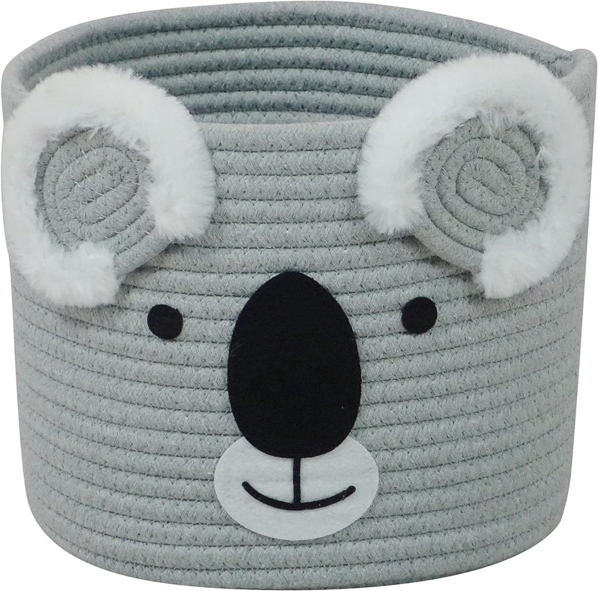 Opbergmand Koala - Touwmand Babykamer - Babykamer Organiseren - Handgemaakt Katoen - 25 x 20 cm - Grijs