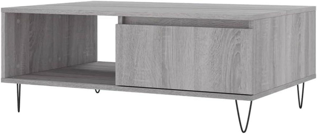 Salontafel - Bijzettafel Banktafel - Woonkamer Organisatie - Bewerkt Hout - 90x60x35 cm - Grijs Sonoma