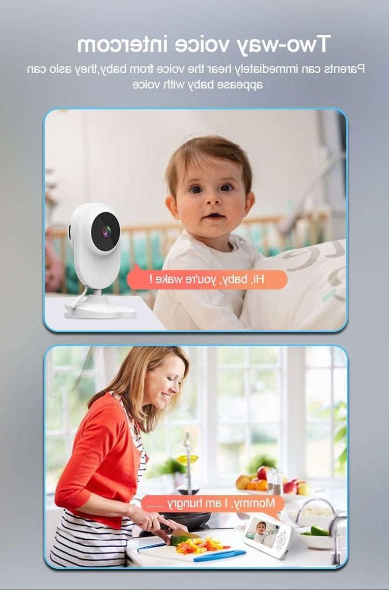 Babyfoon met Camera - Babymonitor Wifi - Kind in de gaten houden - Temperatuur en Geluidsdetectie - 100 meter bereik