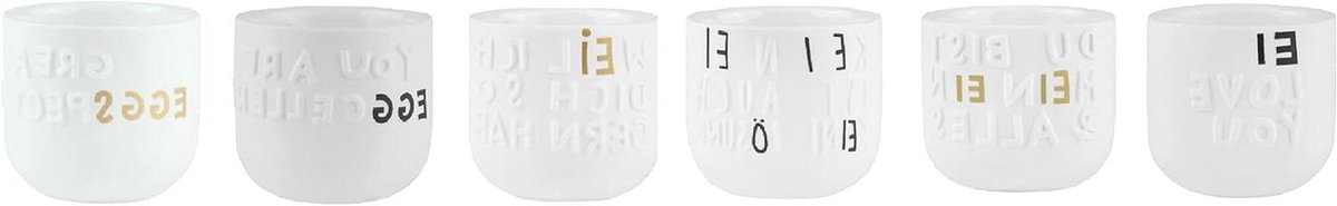 Eierdopjes set - Eierdopjes met motief - Ontbijt serveren - Wielen design - Ø 5 cm - Wit en zwart