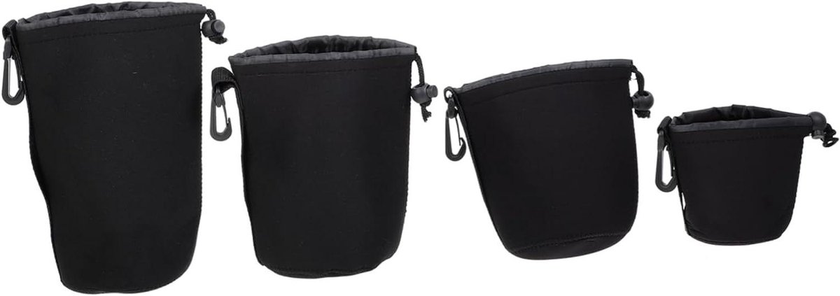 Opbergzakken voor Camera Lenzen - Lenzen Tassen - Camera Beschermen - Waterdicht en Schokbestendig - 4 stuks - Zwart