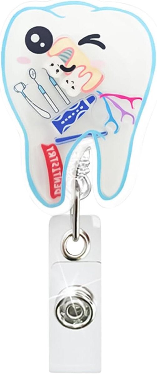 Badge Clip - ID Houder - Werkplek Organisatie - Uitschuifbare Houder - 3.2 cm Diameter - Tanden