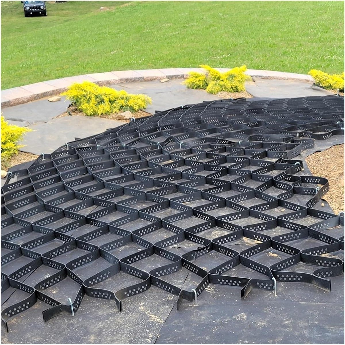 Grind Oprit Stabilisator - Grindrooster Bodem - Parkeren RV Hellingen - Hoge Druk HDPE - 40x40cm 5cm - Zwart