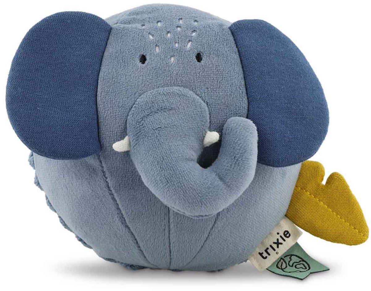 Trixie Geluidsbal Mrs. Elephant - Speelgoed voor baby - Eerste speelgoed - Kraamcadeau - Blauw
