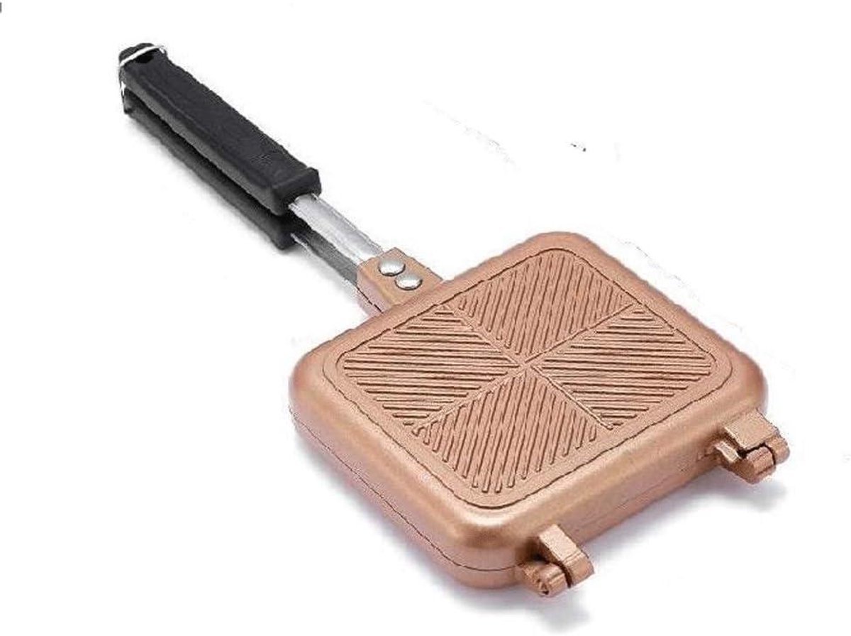 Dubbele Koekenpan - Flip Pan Frittata - Ontbijt Maken - Dubbelzijdig Grillen - 35 cm - Goud