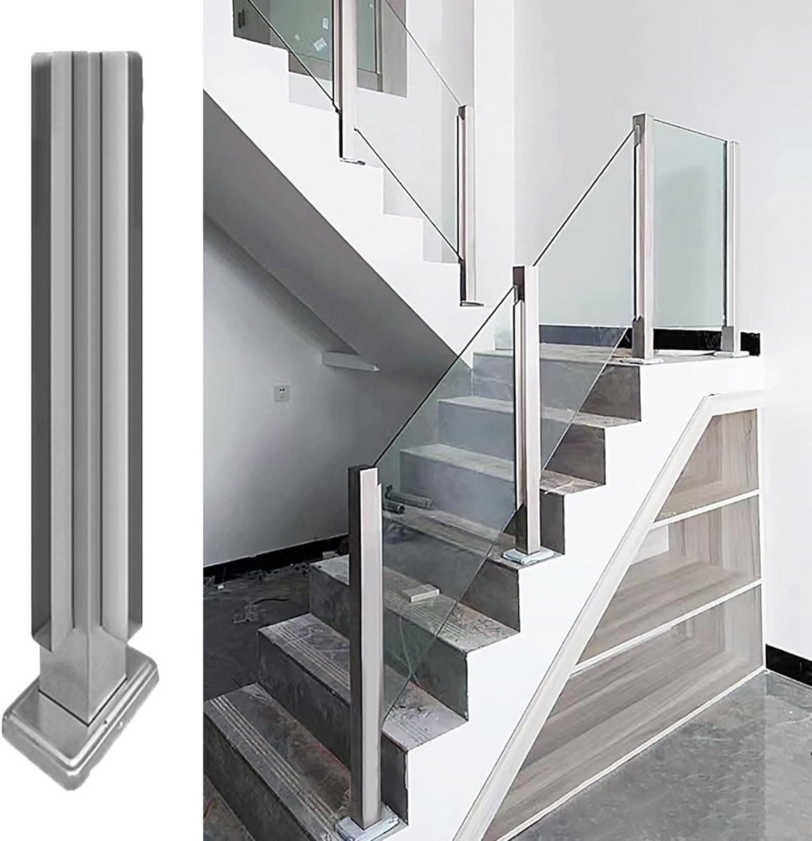 Relingpaneelclip - Verbindingsclip Hek - Terras Afschermen - Antibotsingsontwerp - 95cm - Zilver