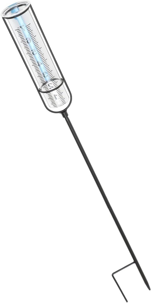 Regenmeter Glas - Neerslagmeter Tuin - Bewatering Optimaliseren - Metalen Staaf - 6 x 74 cm - Zoals afgebeeld