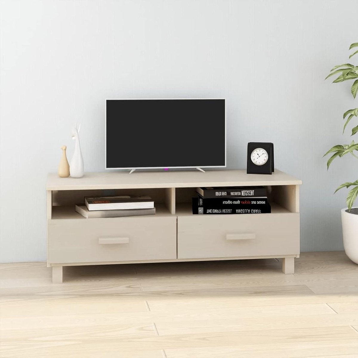 Tv-meubel - Tv-kast Hout - Woonkamer Opbergen - Massief Grenenhout - 106x40x40 cm - Honingbruin