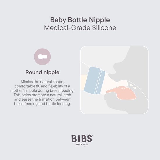 BIBS Flesspenen verpakking 2 stuks. Anti-koliek. Extra spenen voor BIBS babyflessen. Ronde speen. - Natuurlijk rubberlatex, Dikke stroom van BIBS — afbeelding 3