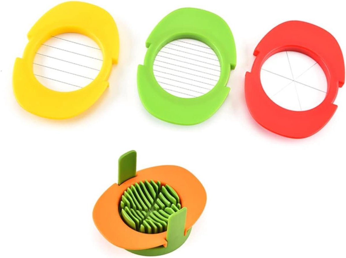Keuken Snijmachine - Eiersnijder Aardbeiensnijder - Voedsel Decoreren - 4-in-1 Snijden - 14 x 103 x 1 cm - Diverse Kleur