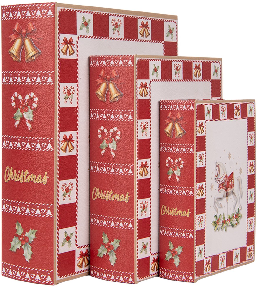 Clayre & Eef Opbergdoos Set van 3 Boeken 27x22x7 / 22x17x6 / 17x12x4 cm Wit MDF