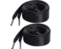 Veters - Lintveters - Sneakerveters - Kleurrijke zijden veters - Platte brede veters - DIY veters - Lintjes - Schoenaccessoires - Brede veters - Geschikt voor sneakers, skateschoenen, laarzen en casual schoenen - 120*2 cm - Zwart - 4-pack