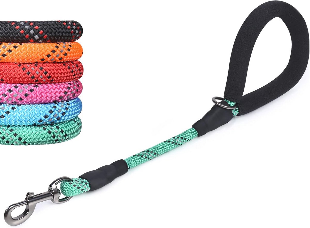 Korte hondenriem 18 inch - Duurzaam reflecterend touw met gewatteerde handgreep voor grote honden