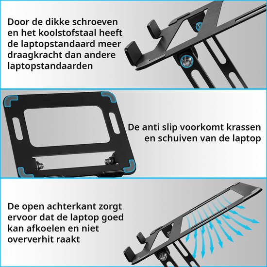 Villux Laptop Standaard Ergonomisch - Laptop Standaard Verstelbaar - Laptophouder - Laptopstandaard - Laptop Verhoger - Laptop Standaard Opvouwbaar - Inclusief Ebook - Inclusief Muismat