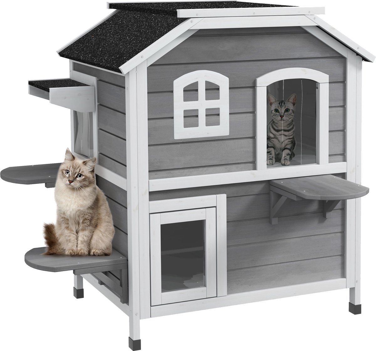 4goodz Houten Kattenhuis 78x55x91 cm Waterdicht