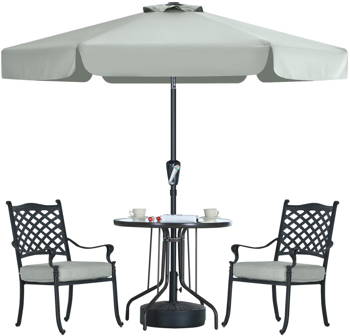 Ibenzoa® Stijlvolle Terrasparasol van 230 cm met Elegant Ruches Design voor Optimale Schaduw