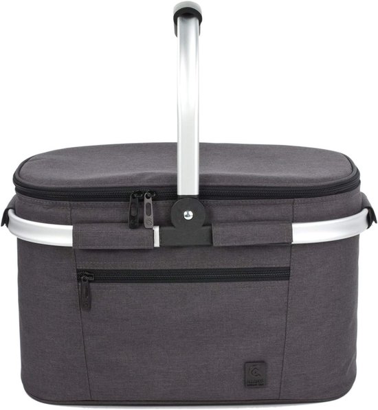 SVITA Picknickmand 25 l Thermo boodschappenmand met koelfunctie koelbox koeltas grijs