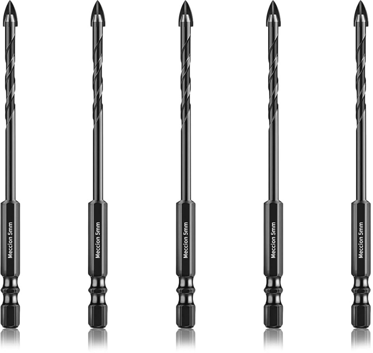 Professionele 5mm Kruisbormanden voor Tegels, Baksteen, Glas en Porselein - Set van 5