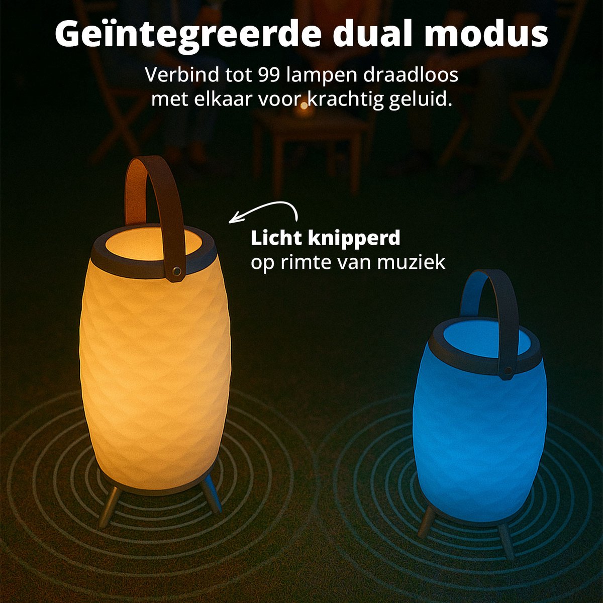FlinQ Speaker Lamp Bali XL - 3-in-1: Altoparlante Bluetooth, Lampada Dimmerabile E Raffreddatore Per Bottiglie - Acciaio Inox